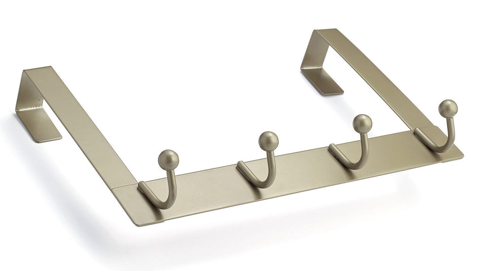 Richelieu T17921184: 12-1/2" Utility 4-Hook Over The Door Rack - Matte Nickel
