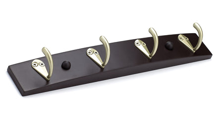 Richelieu T33451184: 12" Utility 4-Hook Wall Rack - Matte Nickel/Espresso