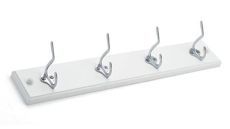 Richelieu T3770930140: 18" Utility 4-Hook Wall Rack - Polished Chrome/White