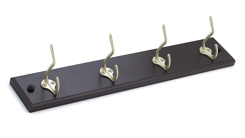 Richelieu T37751184: 18" Utility 4-Hook Wall Rack - Matte Nickel/Espresso