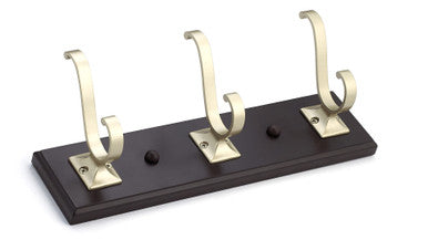 Richelieu T39251184: 11-3/4" Transitional 3-Hook Wall Rack - Matte Nickel/Espresso