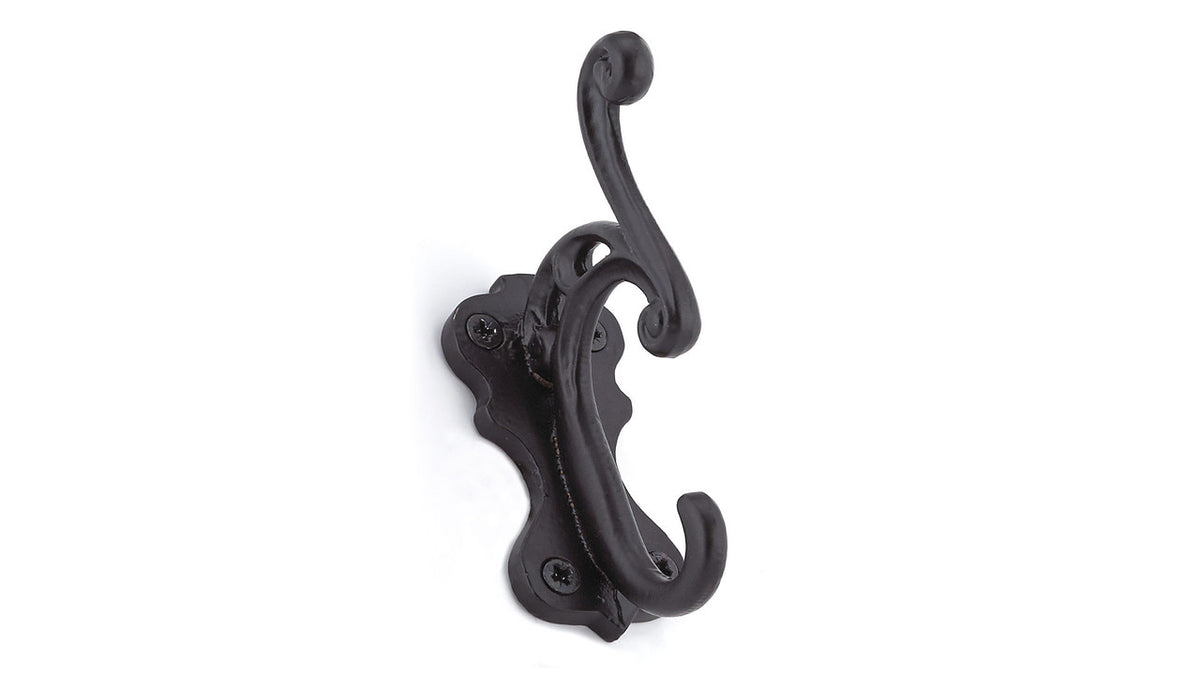 Richelieu T5604900: 5-1/2" Classic Forged Iron Double Wall Hook - Matte Black