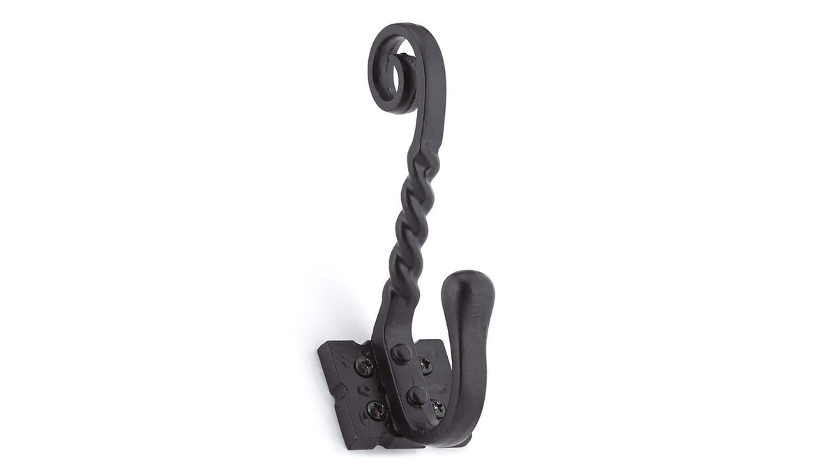 Richelieu T5605900: 5-1/2" Classic Forged Iron Double Wall Hook - Matte Black