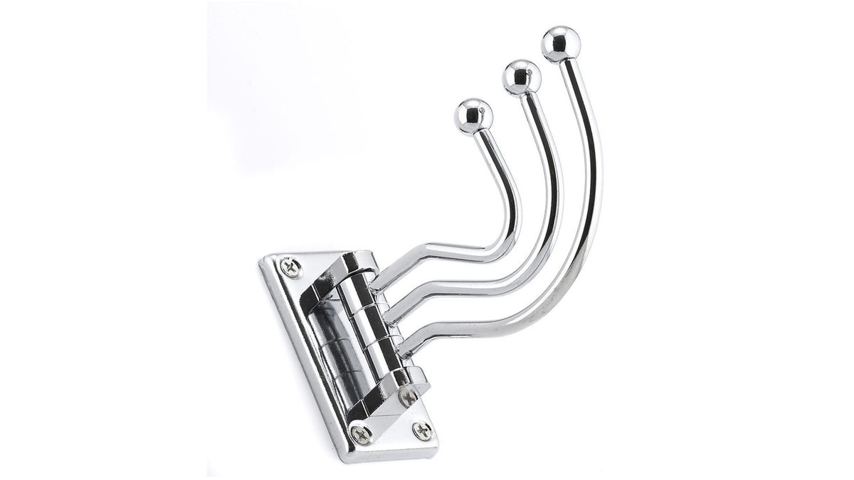 Richelieu T5612140: 3-1/16" Utility Triple Swivel Wall Hook - Polished Chrome