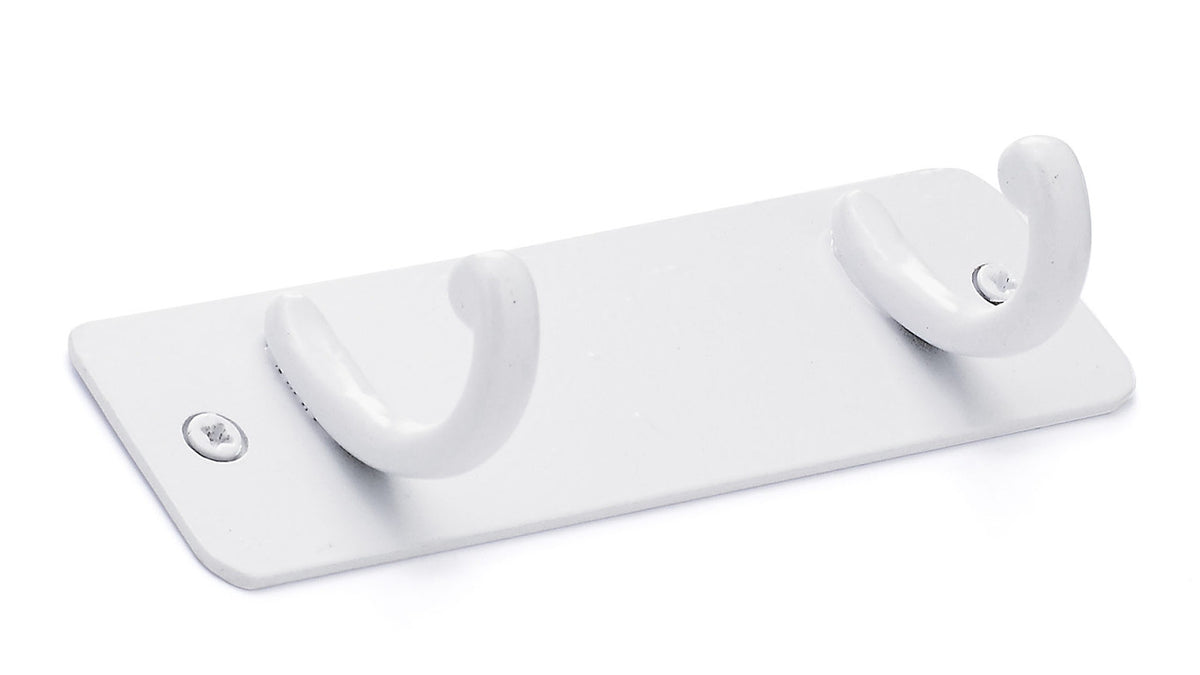 Richelieu T561930: 5-21/32" Utility 2-Hook Wall Rack - White