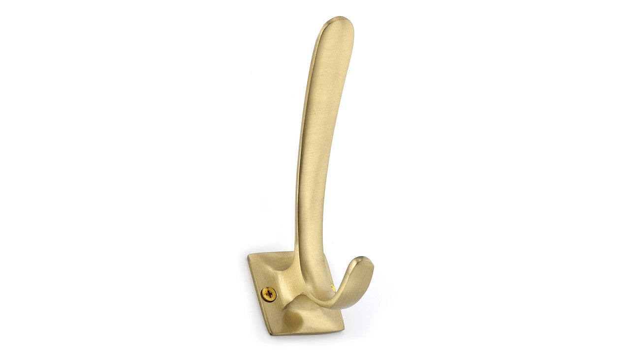 Richelieu T6216160: 4-9/16" Contemporary Double Wall Hook - Satin Brass