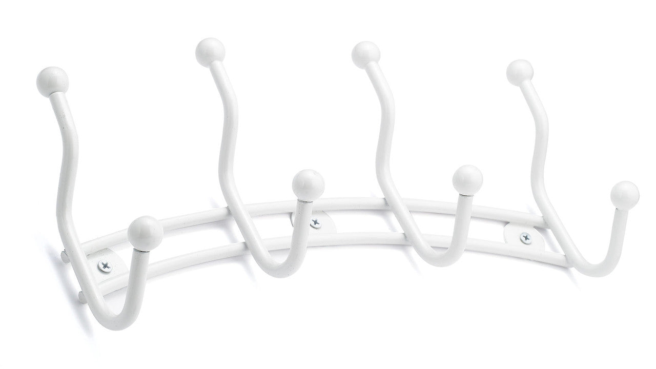 Richelieu T9930130: 12-5/8" Utility 4-Hook w/Ball Tip Wall Rack - White