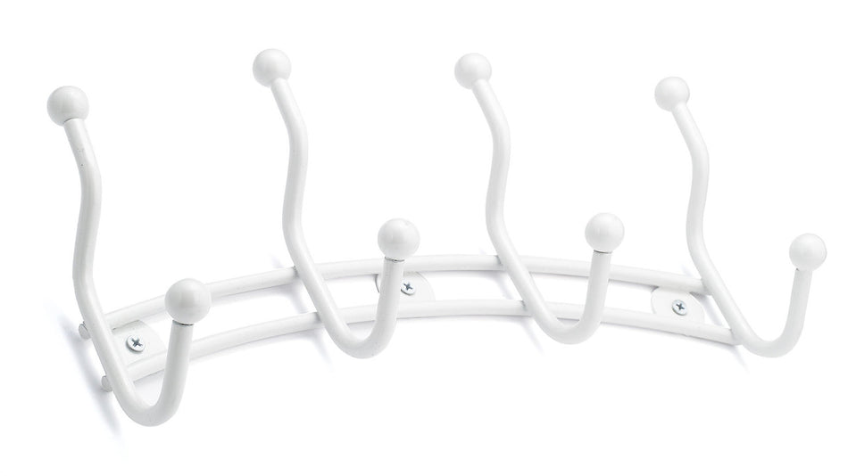 Richelieu T9930130: 12-5/8" Utility 4-Hook w/Ball Tip Wall Rack - White