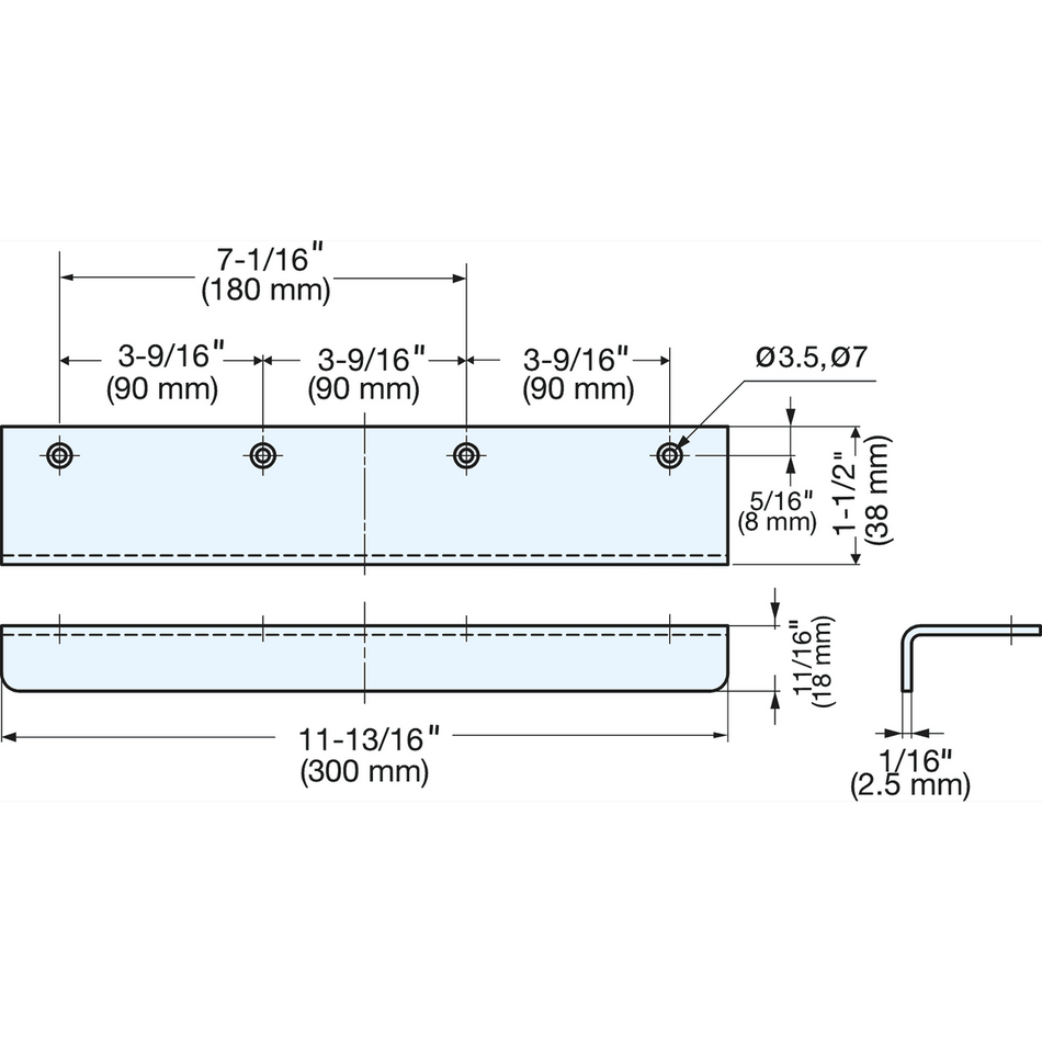Sugatsune SN-300BL: 300mm Edge Pull - Matte Black