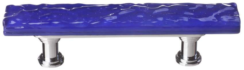 Sietto SP-221: 3" cc Skinny Glacier Cabinet Pull - Deep Cobalt Blue