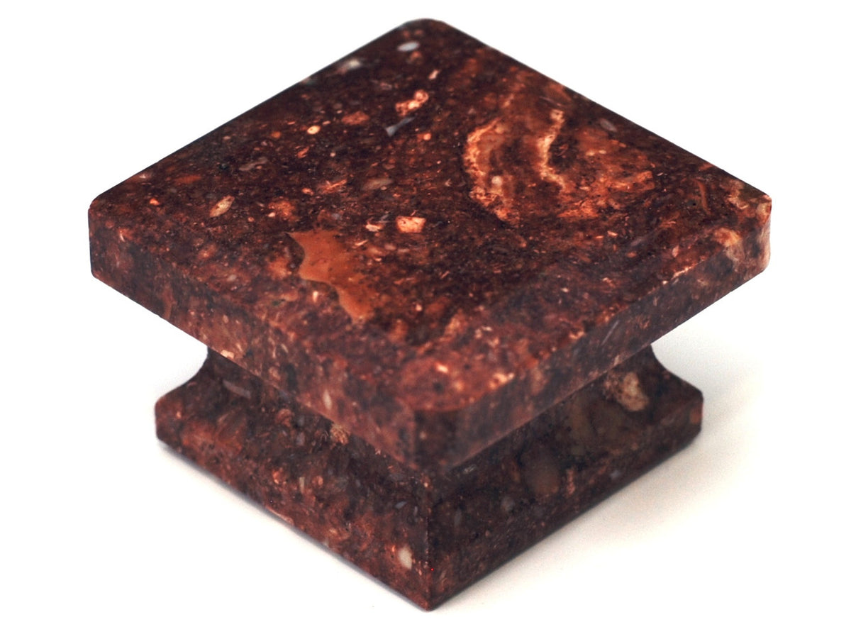 Cal Crystal SR-3: 1-5/8" Square Marble Cabinet Knob - Red