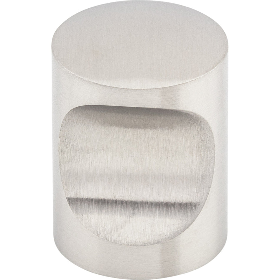 Top Knobs SS21: 13/16" Indent Cylinder Cabinet Knob - Stainless Steel