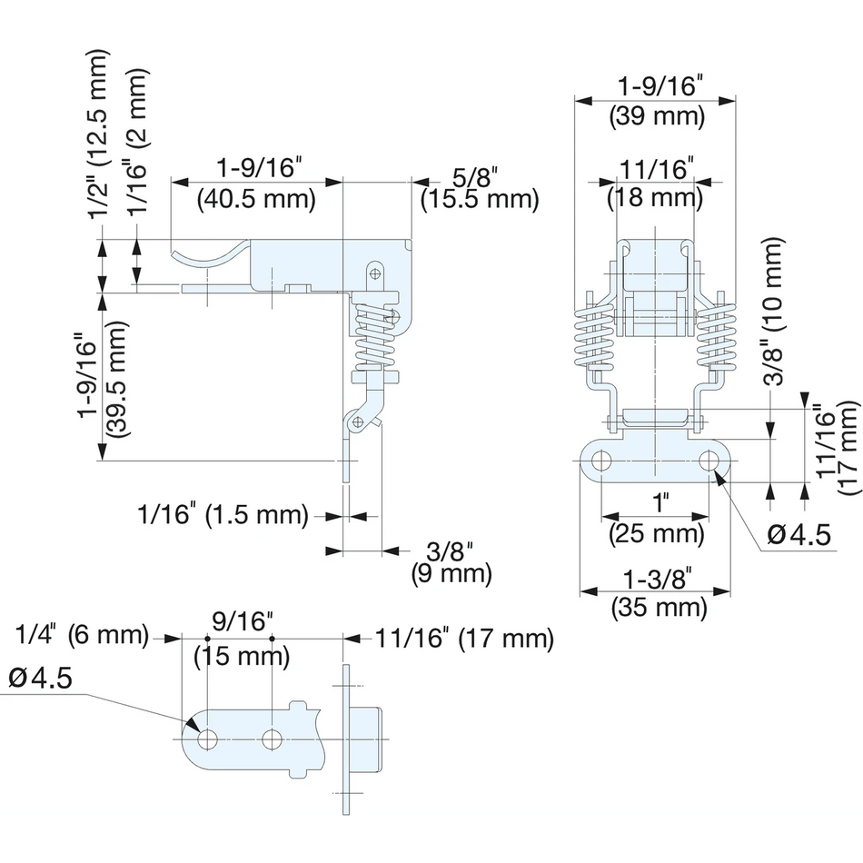 Sugatsune STF-A56AC: Corner Fastener w/Flat Strike Plate - Polished Stainless Steel