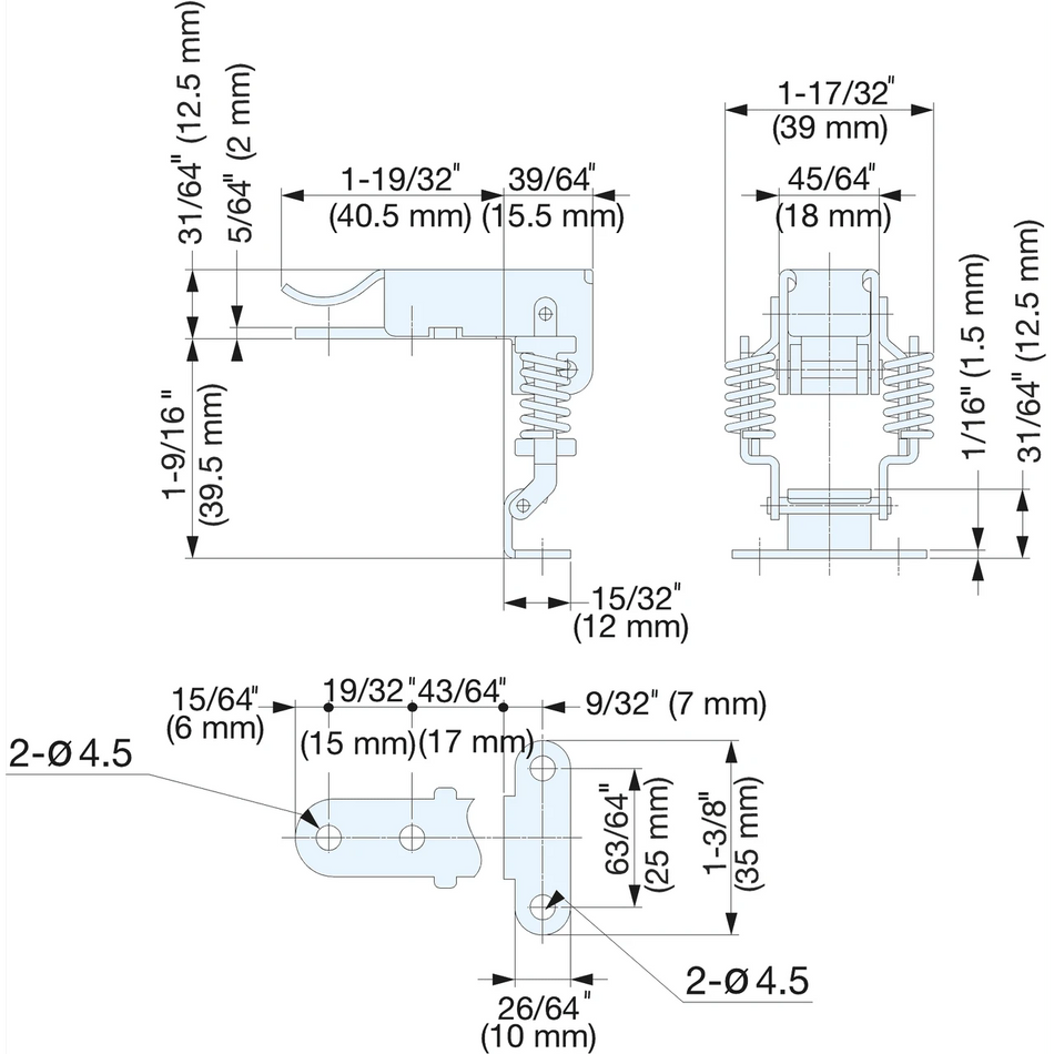 Sugatsune STF-A56AH: Corner Fastener w/90 degree Strike Plate - Polished Stainless Steel