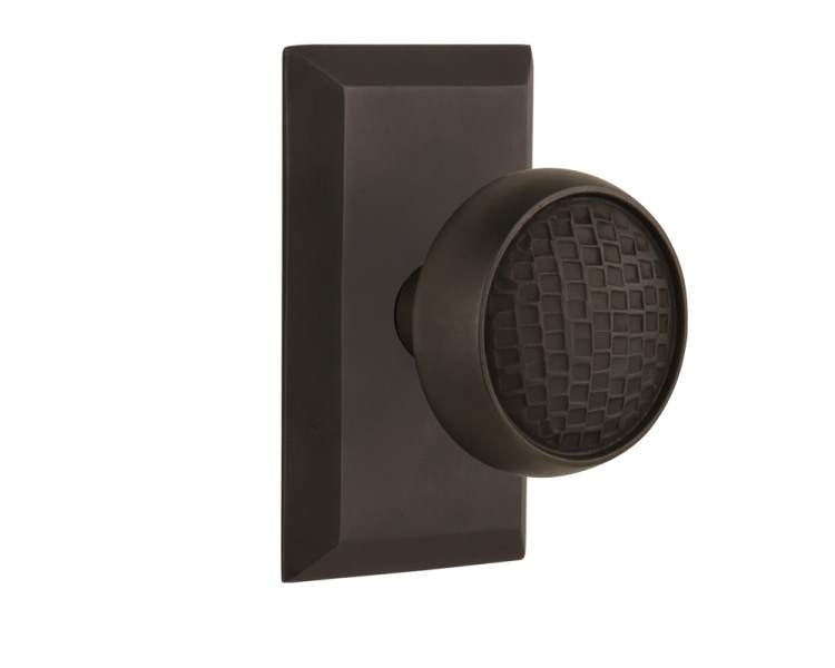 Nostalgic 715224: Studio Backplate w/Craftsman Knob Privacy Door Set - Oil-Rubbed Bronze