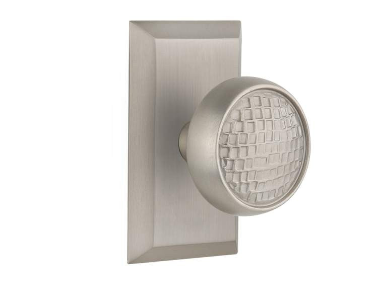 Nostalgic 715209: Studio Backplate w/Craftsman Knob Single Dummy Door Set - Satin Nickel