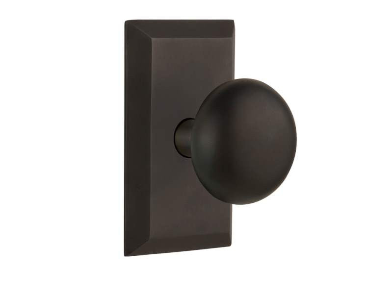 Nostalgic 713430: Studio Backplate w/New York Knob Single Dummy Door Set - Oil-Rubbed Bronze