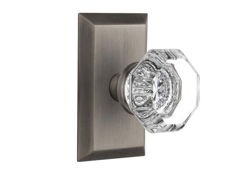 Nostalgic 713277: Studio Backplate w/Waldorf Knob Passage Door Set - Antique Pewter