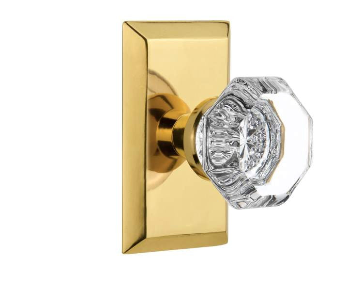 Nostalgic 713376: Studio Backplate w/Waldorf Knob Privacy Door Set - Polished Brass