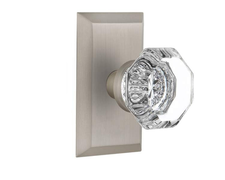 Nostalgic 713473: Studio Backplate w/Waldorf Knob Single Dummy Door Set - Satin Nickel