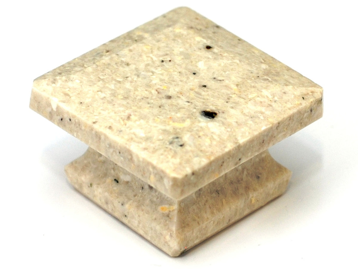 Cal Crystal SY-3: 1-5/8" Square Marble Cabinet Knob - Beige