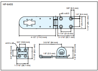 Sugatsune HP-645S: 4-1/2" Hasp w/Rotating Eye - Polished Stainless Steel