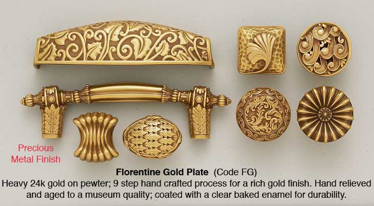 Edgar Berebi 8436FG: 12" cc Geneve Small Appliance Pull - Florentine Gold