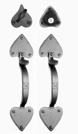 Acorn ATVBI: 12" Heart Double Handle Entrance Lockset - Black Smooth Iron