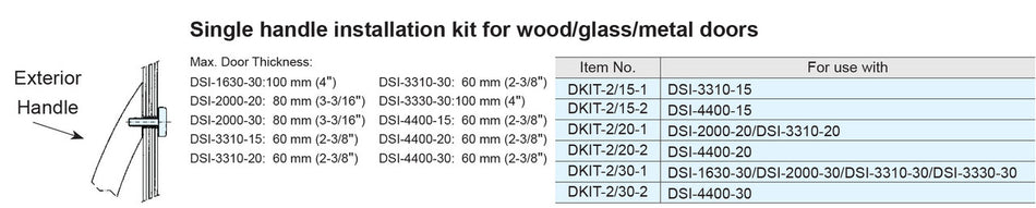 Single Handle Installation Kit for Wood/Metal/Glass Doors