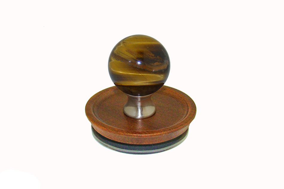 Gemstone TEYE-L-15: Acacia Wooden Lid with Tiger Eye Handle
