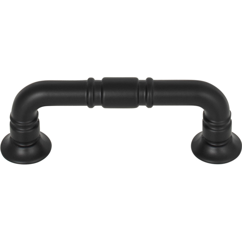Top Knobs TK1001BLK: 3" cc Kent D-Handle Cabinet Pull - Flat Black