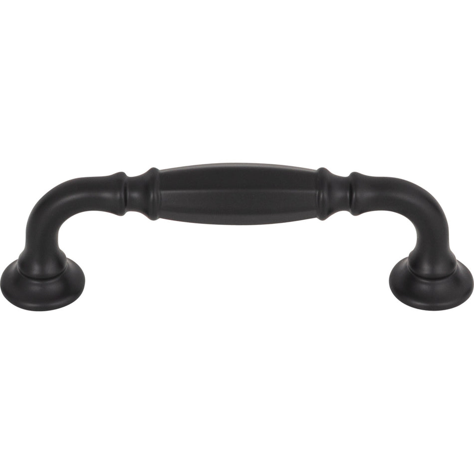 Top Knobs TK1051BLK: 3-3/4" cc Barrow D-Handle Cabinet Pull - Flat Black