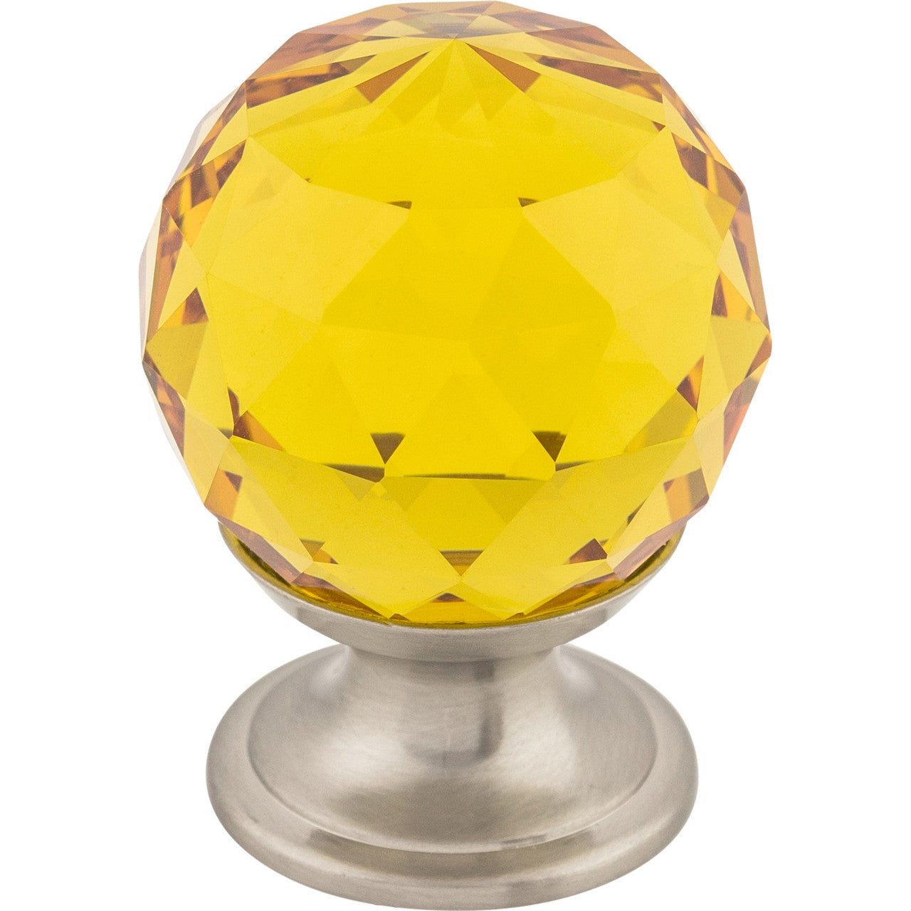 Top Knobs TK111BSN: 1-1/8" Crystal Round Cabinet Knob - Amber Crystal/Brushed Satin Nickel