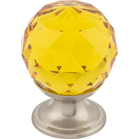 Top Knobs TK111BSN: 1-1/8" Crystal Round Cabinet Knob - Amber Crystal/Brushed Satin Nickel