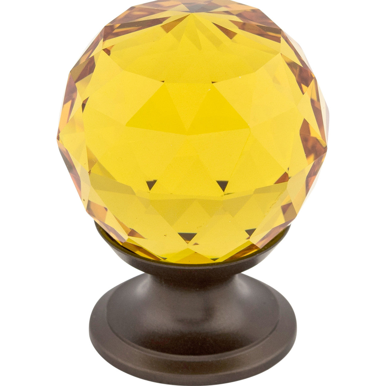 Top Knobs TK111ORB: 1-1/8" Crystal Round Cabinet Knob - Amber Crystal/Oil Rubbed Bronze