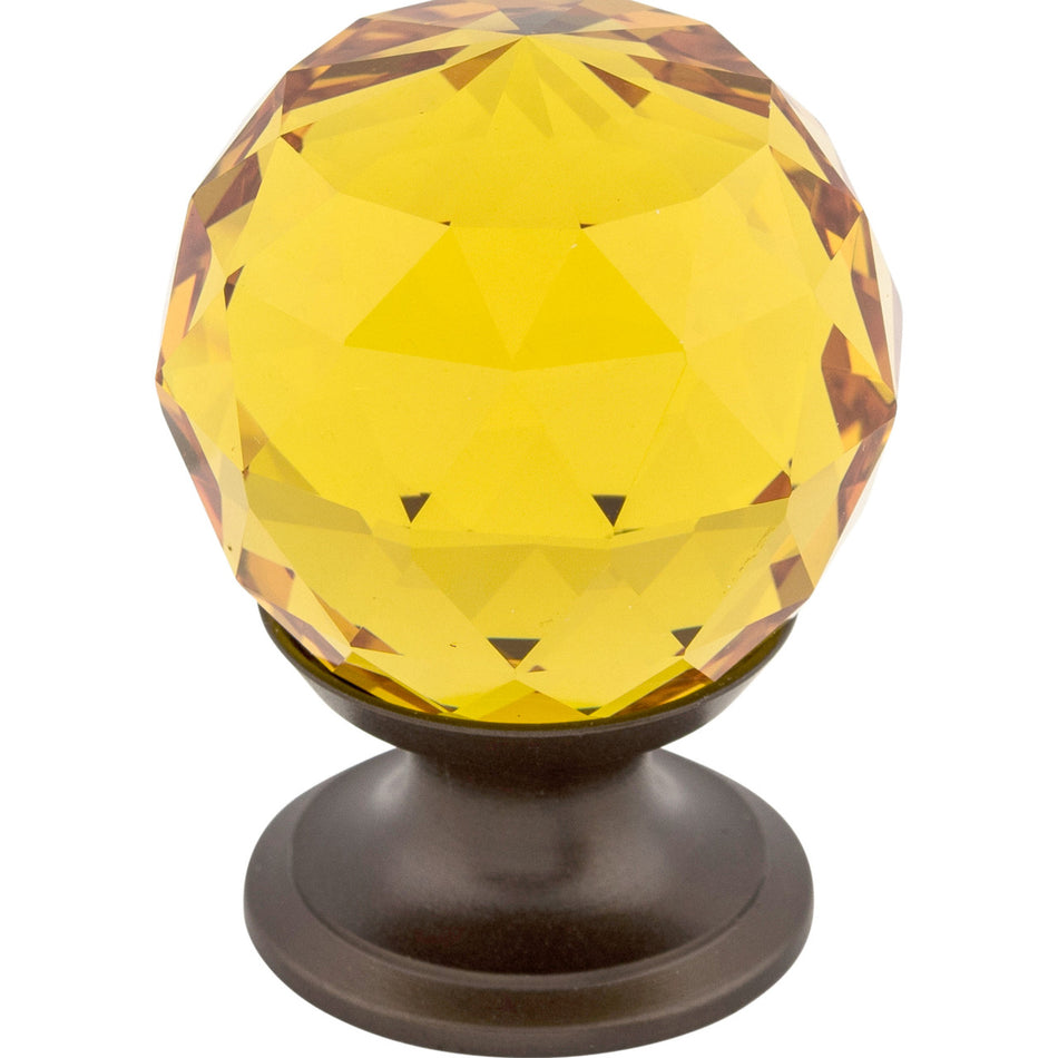 Top Knobs TK111ORB: 1-1/8" Crystal Round Cabinet Knob - Amber Crystal/Oil Rubbed Bronze