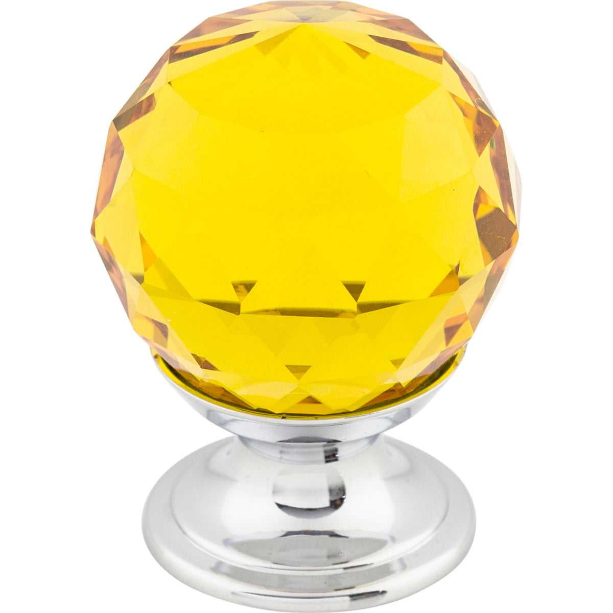 Top Knobs TK111PC: 1-1/8" Crystal Round Cabinet Knob - Amber Crystal/Polished Chrome