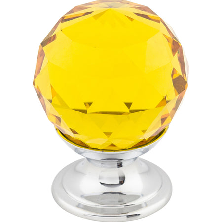 Top Knobs TK111PC: 1-1/8" Crystal Round Cabinet Knob - Amber Crystal/Polished Chrome