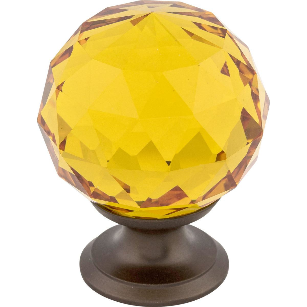 Top Knobs TK112ORB: 1-3/8" Crystal Round Cabinet Knob - Amber Crystal/Oil Rubbed Bronze