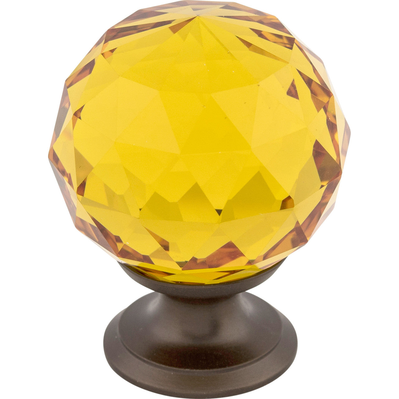 Top Knobs TK112ORB: 1-3/8" Crystal Round Cabinet Knob - Amber Crystal/Oil Rubbed Bronze