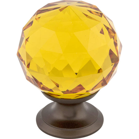 Top Knobs TK112ORB: 1-3/8" Crystal Round Cabinet Knob - Amber Crystal/Oil Rubbed Bronze