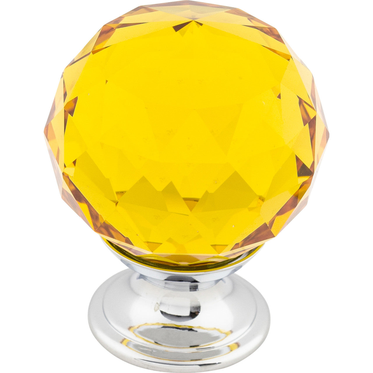 Top Knobs TK112PC: 1-3/8" Crystal Round Cabinet Knob - Amber Crystal/Polished Chrome