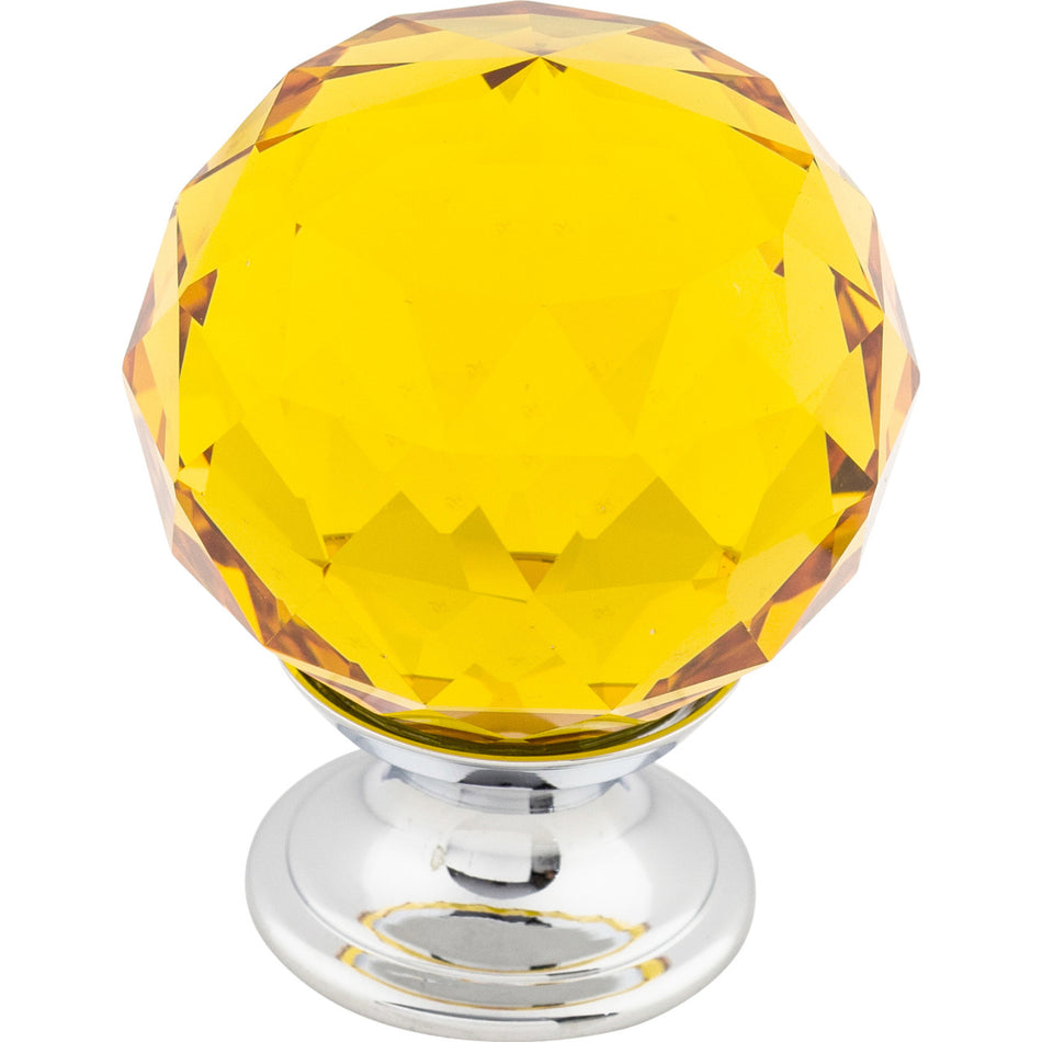 Top Knobs TK112PC: 1-3/8" Crystal Round Cabinet Knob - Amber Crystal/Polished Chrome