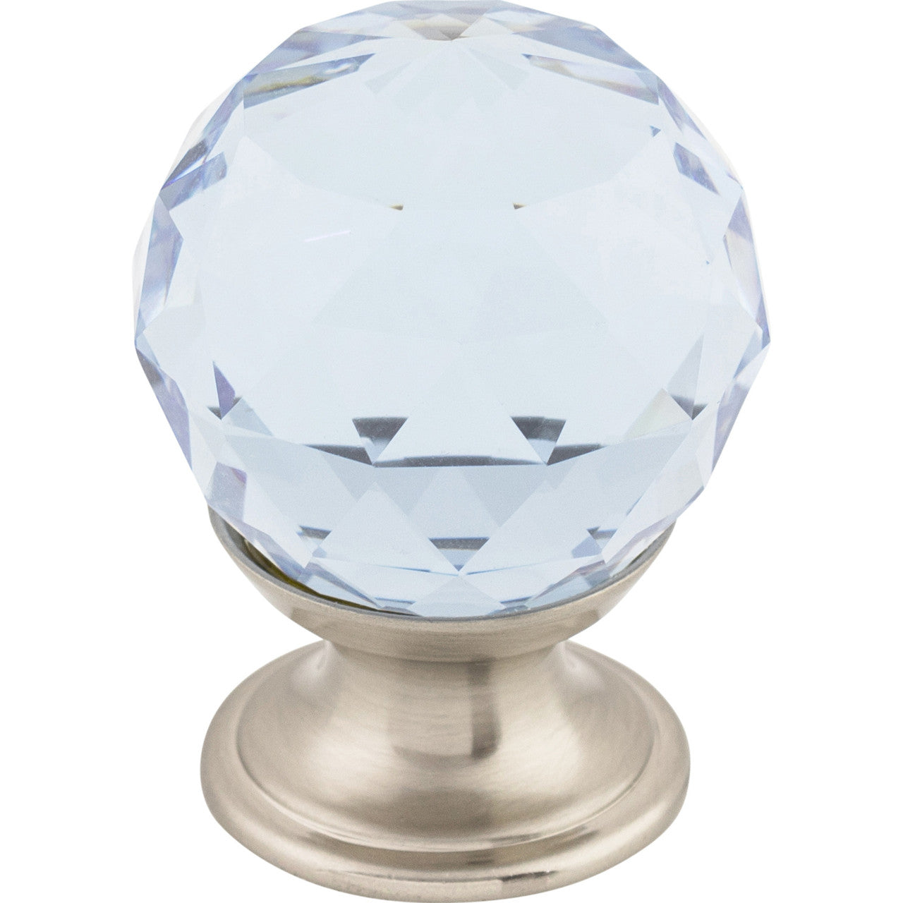 Top Knobs TK113BSN: 1-1/8" Crystal Sphere Cabinet Knob - Brushed Satin Nickel