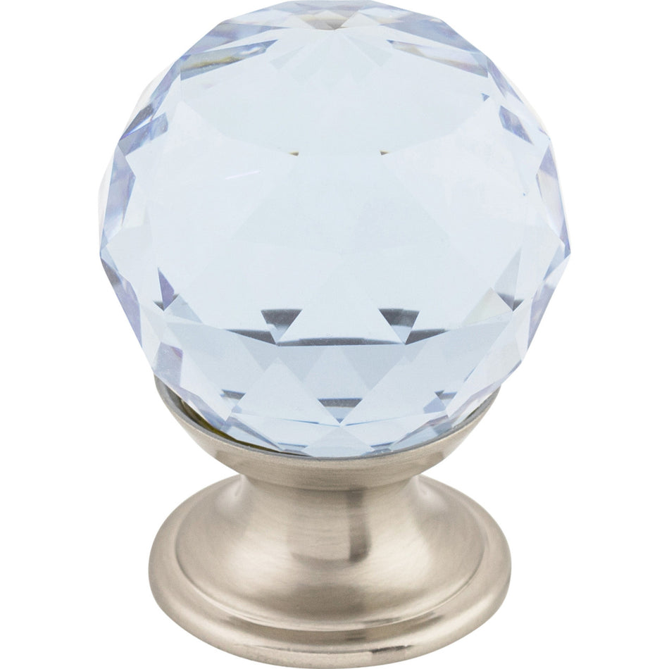 Top Knobs TK113BSN: 1-1/8" Crystal Sphere Cabinet Knob - Brushed Satin Nickel