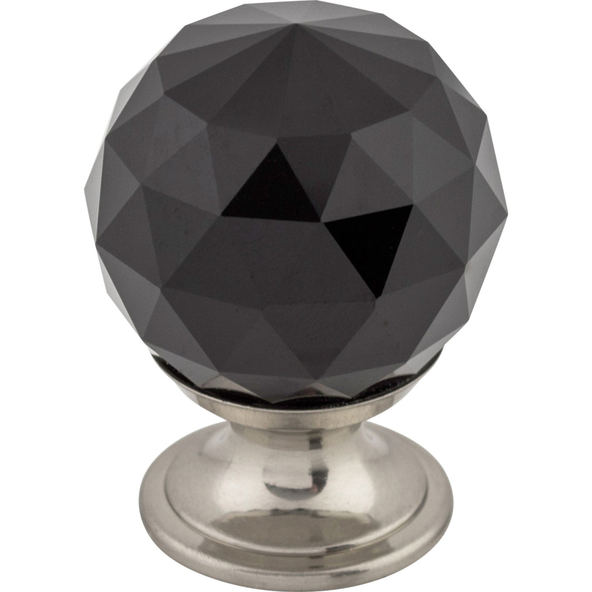 Top Knobs TK115BSN: 1-1/8" Crystal Round Cabinet Knob - Black Crystal/Brushed Satin Nickel