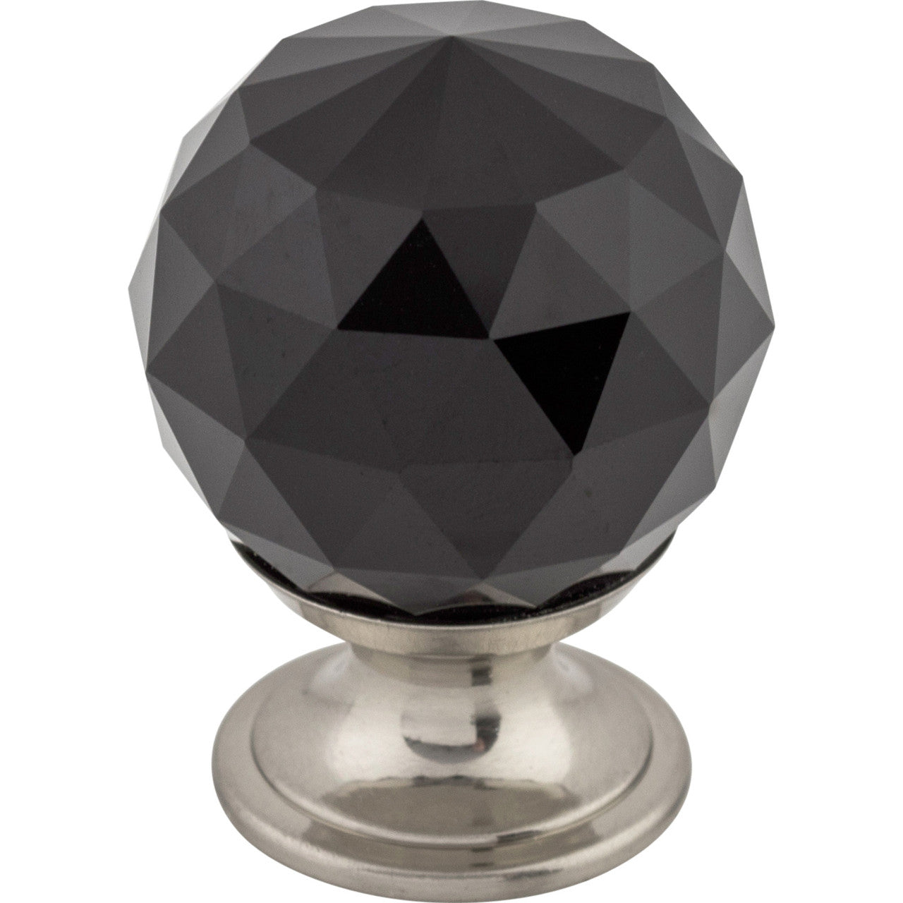 Top Knobs TK115BSN: 1-1/8" Crystal Round Cabinet Knob - Black Crystal/Brushed Satin Nickel