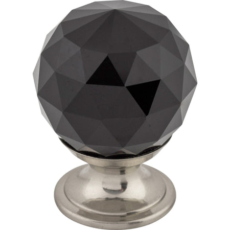 Top Knobs TK115BSN: 1-1/8" Crystal Round Cabinet Knob - Black Crystal/Brushed Satin Nickel