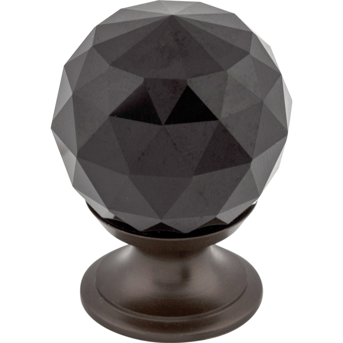 Top Knobs TK115ORB: 1-1/8" Crystal Round Cabinet Knob - Black Crystal/Oil Rubbed Bronze