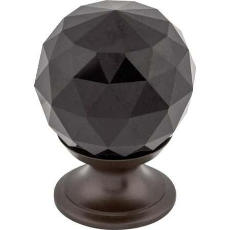 Top Knobs TK115ORB: 1-1/8" Crystal Round Cabinet Knob - Black Crystal/Oil Rubbed Bronze